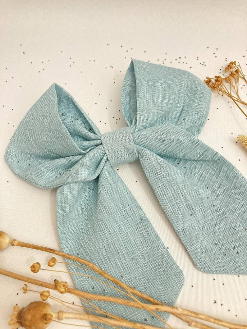 Detské doplnky - Ľanová mašľa - 17836723_