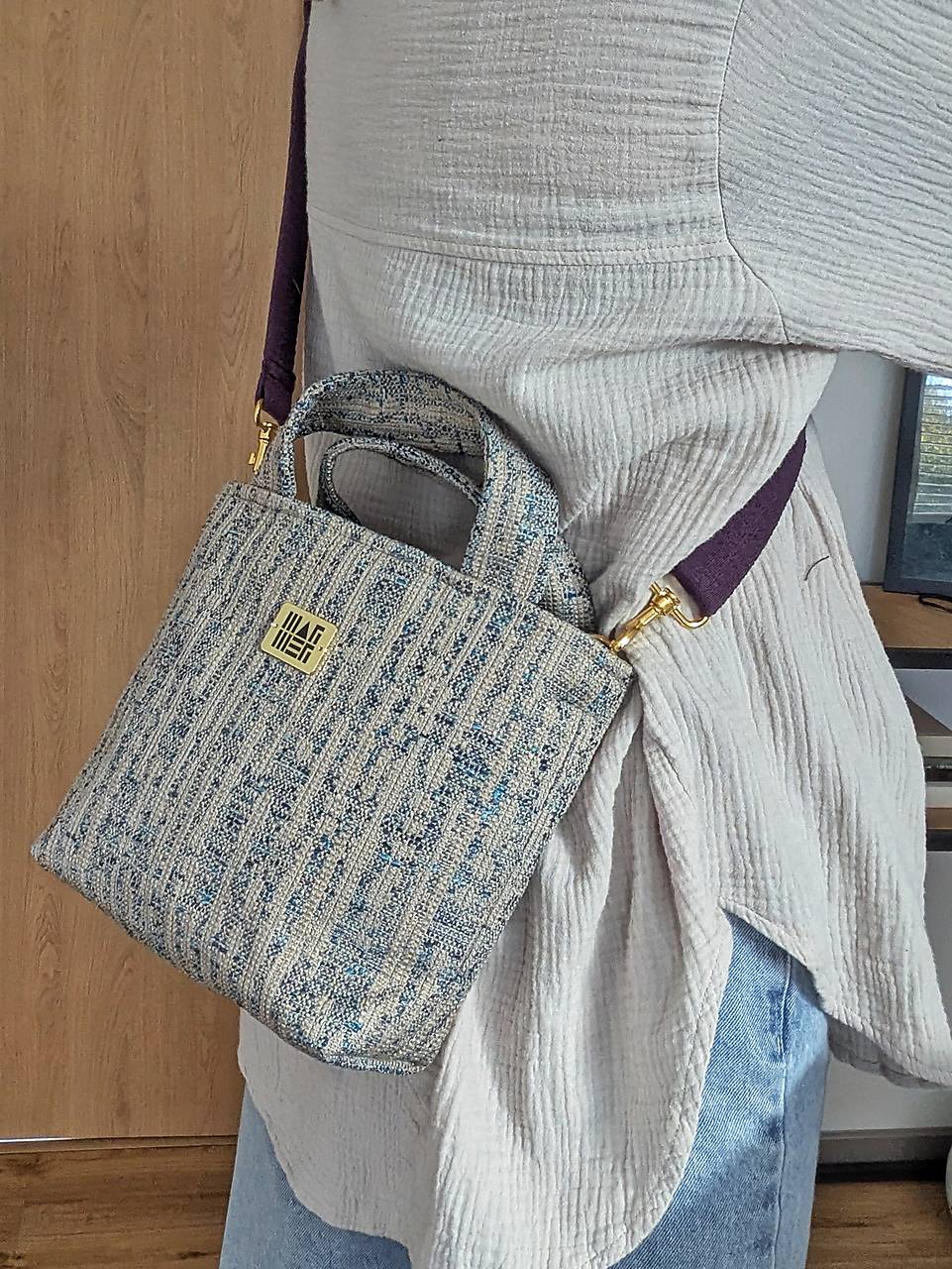 Kabelka  L I N A - prskaná modrá