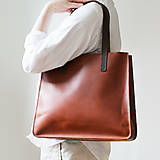 Kabelky - Kožená shopper kabelka TOTE BAG | koňaková - 17835179_