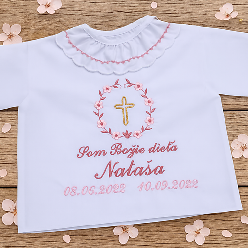 Detské oblečenie - Košieľka na krst k01 dve ružové - 17835001_