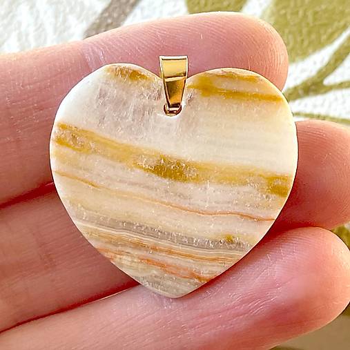 Heart Jasper Pendant AG925 Gold Plated / Pozlatený strieborný prívesok jaspis A0015