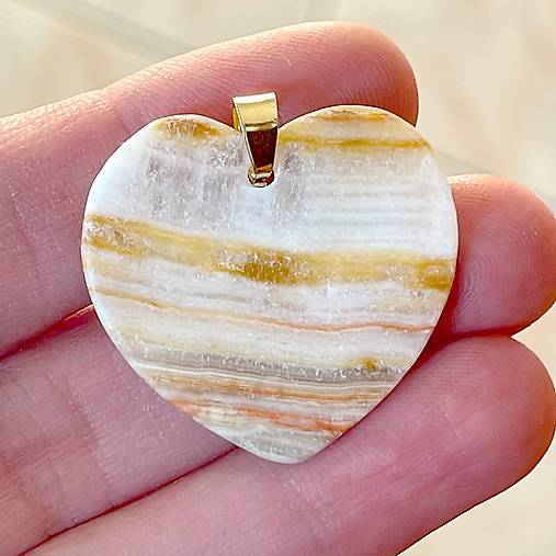 Heart Jasper Pendant AG925 Gold Plated / Pozlatený strieborný prívesok jaspis A0015