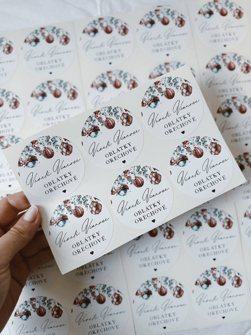 Úložné priestory & Organizácia - Vianočná nálepka na oblátky - Vianočné gule - 17838137_