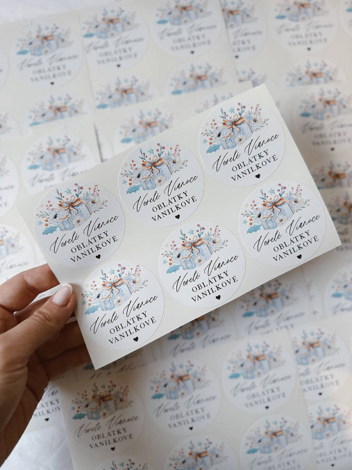 Úložné priestory & Organizácia - Vianočná nálepka na oblátky - Darček - 17838153_