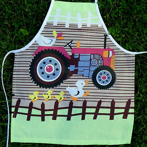 Detské oblečenie - Zásterka Červený traktor - 17839495_