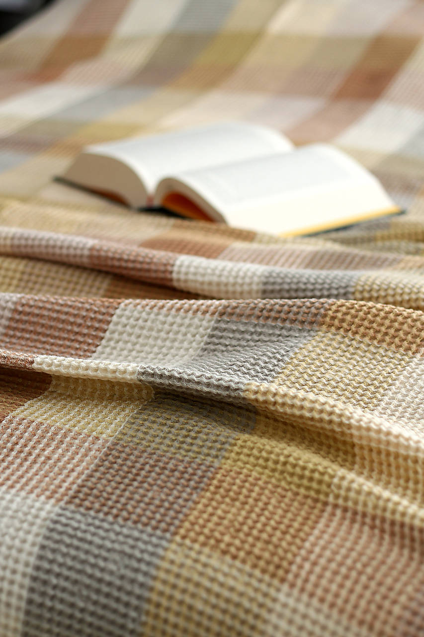 Luxusný vafľový pléd z ľanu – hrejivý, mäkký a nadčasový doplnok na chladné dni - 160x160