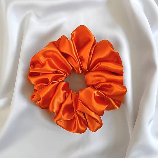 Ozdoby do vlasov - Saténová scrunchie | MAXI (Oranžová) - 17839400_