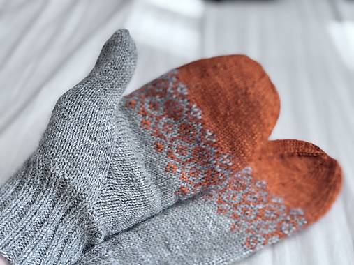 Rukavice - Pletené palčiaky terakota - 17838011_