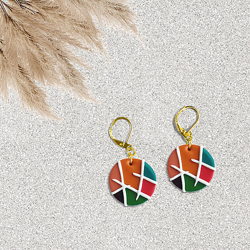 Náušnice - Abstraktný obraz na ucho - FIMO náušnice - 17839150_