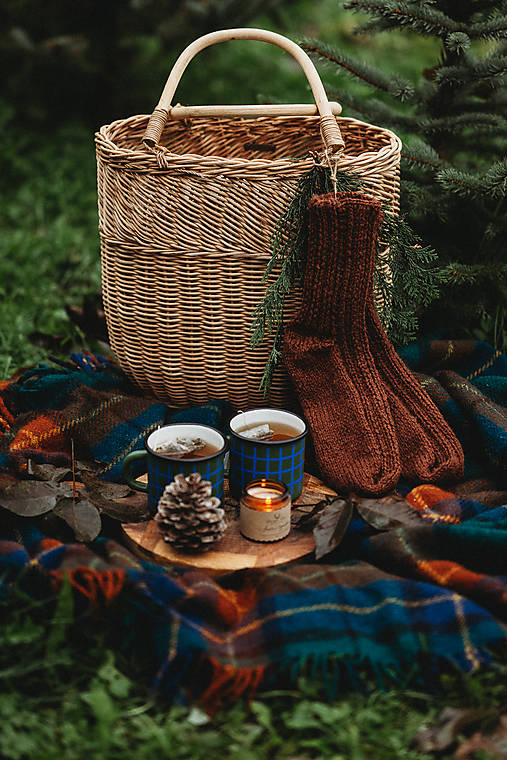 Ponožky, pančuchy, obuv - Pletené ponožky "Zahriatie" - 17840631_