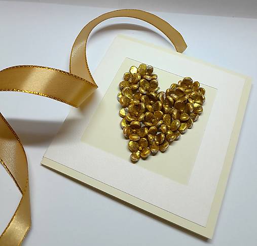 Papiernictvo - Blahoželanie svadobné ... srdce zo zlata - 17842127_