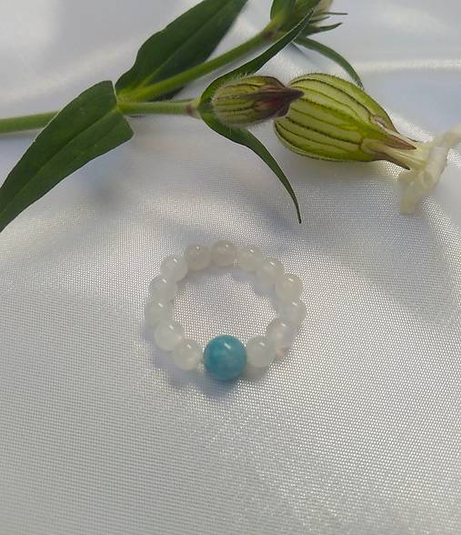 Prstene - Prsteň mesačný kameň s akvamarínom - 17842947_