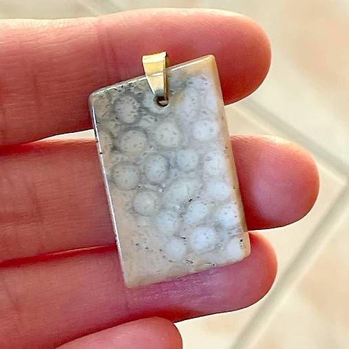 ZĽAVA 15% Sea Jasper Pendant AG925 Gold Plated / Pozlatený strieborný prívesok jaspis A0015