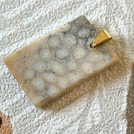 ZĽAVA 15% Sea Jasper Pendant AG925 Gold Plated / Pozlatený strieborný prívesok jaspis A0015
