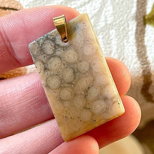 ZĽAVA 15% Sea Jasper Pendant AG925 Gold Plated / Pozlatený strieborný prívesok jaspis A0015