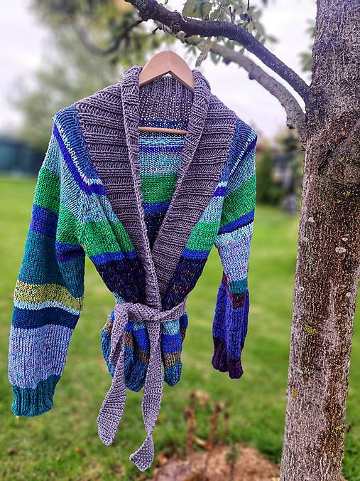 Svetre a kardigány - Sveter v modro-zelenom šate - 17843970_