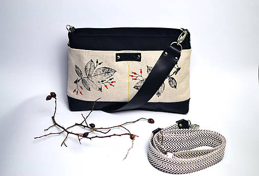 Kabelka (bavlna, ľan, koža) ŠÍPKY