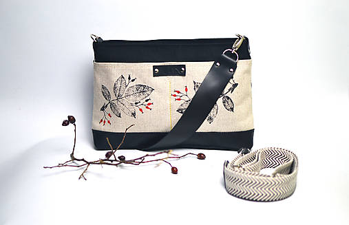 Kabelka (bavlna, ľan, koža) ŠÍPKY