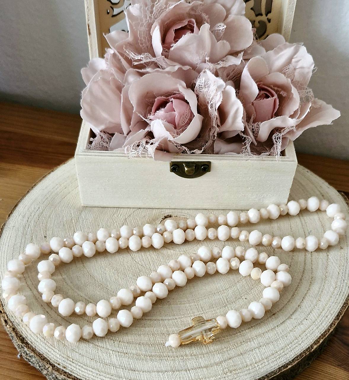 Ruženec Gold nude Swarovski