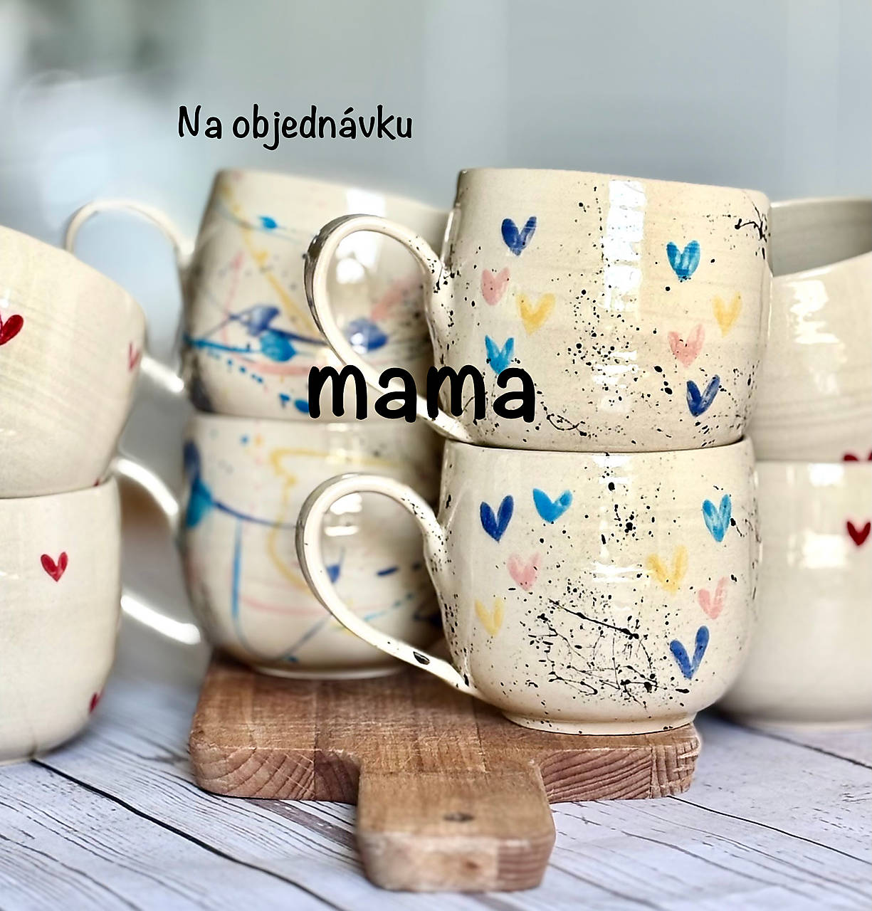 Čajová šálka maľovaná mama NA OBJEDNÁVKU (380ml, su uškom)