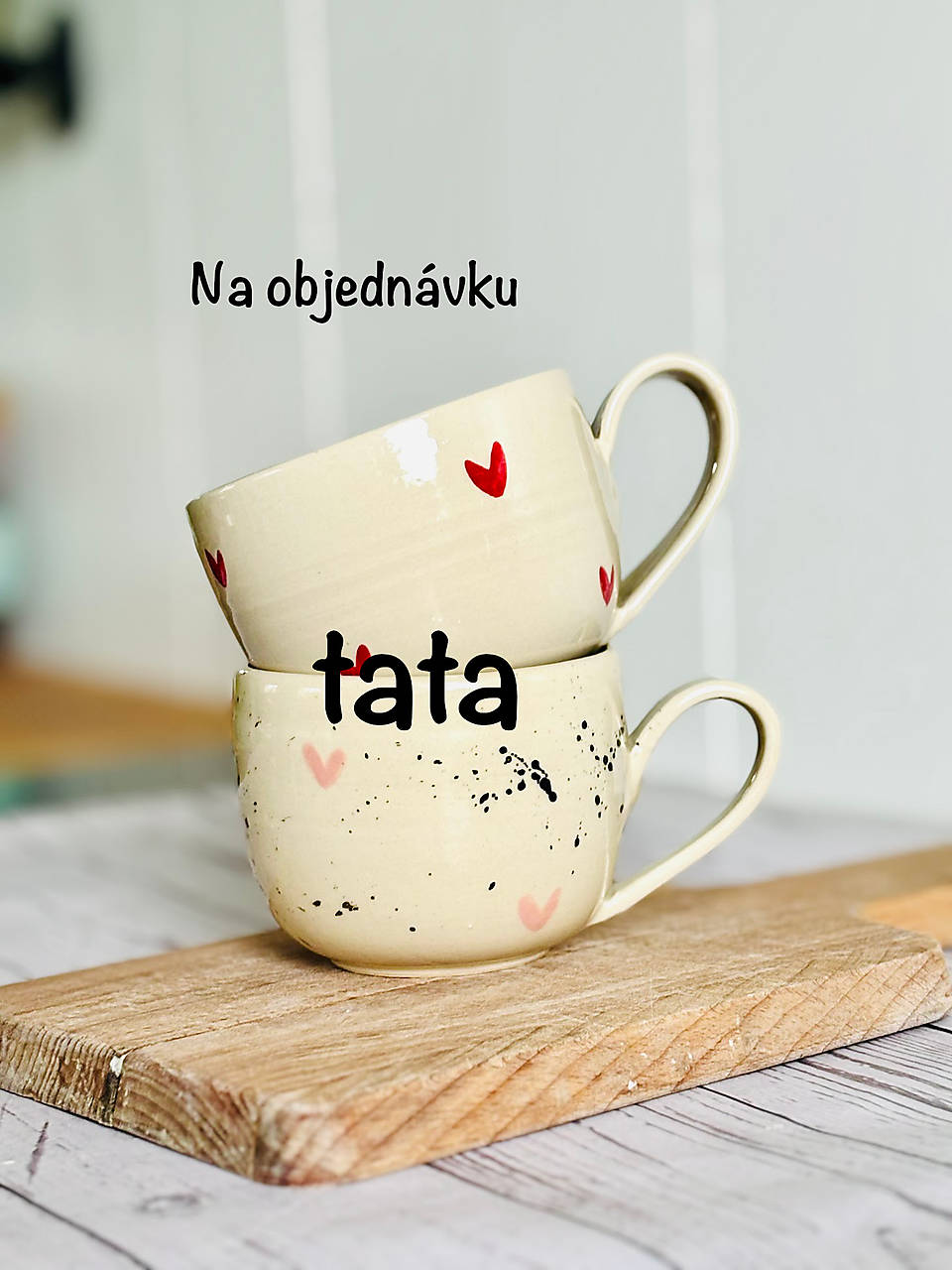 Latte šálka maľovaná tata NA OBJEDNÁVKU (280ml, su uškom)