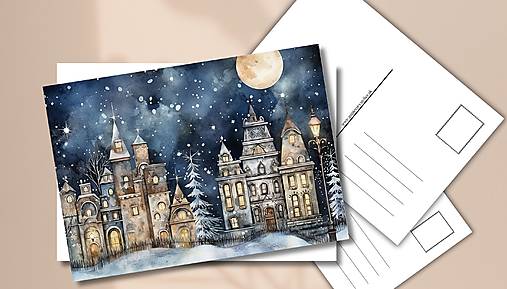 Papiernictvo - Pohľadnica "domčeky v splne" - 17844264_