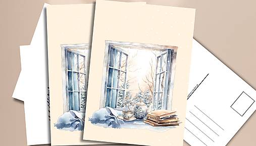 Papiernictvo - Pohľadnica "zima za oknom" - 17844305_