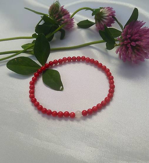 Náramky - Náramok koral s mesačným kameňom - 17843461_