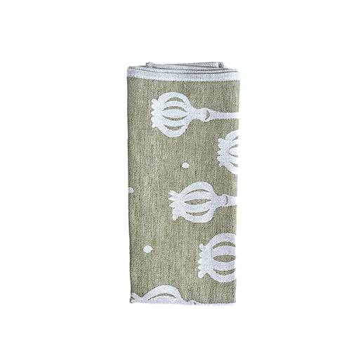 Úžitkový textil - Ľanová kuchynská utierka Makovičky (olivovo zelená) - 17844228_