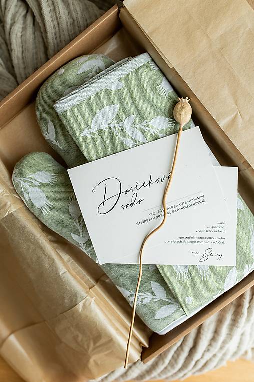 Úžitkový textil - Darčeková sada - kuchynská rukavica a utierka - 17845053_