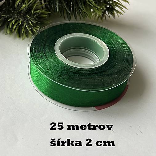 Galantéria - Saténová stuha jednolíca zelená - š.2cm - bal.25metrov - 17846007_