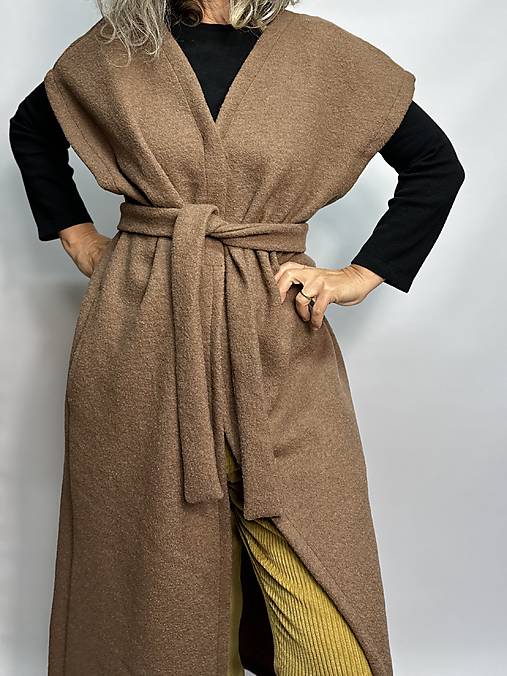 Vesty - Vlnená dlhá vesta - 17845864_