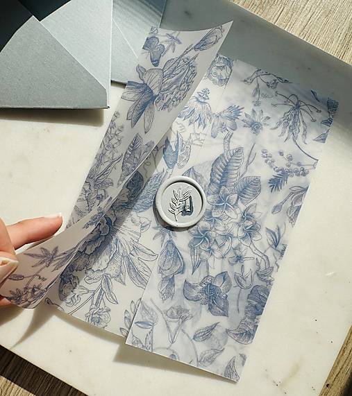 Papiernictvo - Zavinovacia obálka s pečaťou BLUE NATURA - 17843806_