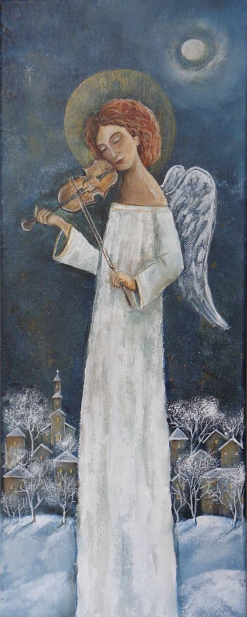 Obrazy - Anjel s husličkami - 17847753_