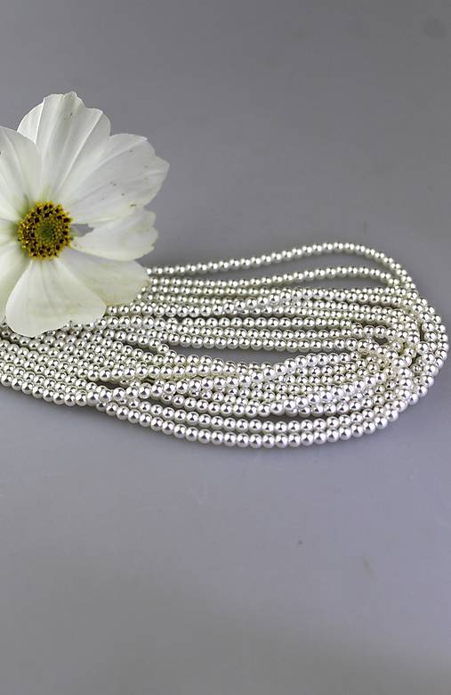 Korálky - perly jemné 3mm - celá šnúra - 17846837_