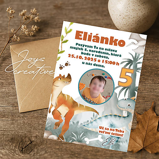 Detská narodeninová pozvánka dinosaury