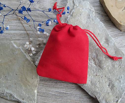 Obalový materiál - Červená sametová taštička na drobnosti 8 x 10 cm, 1 ks - 17847520_