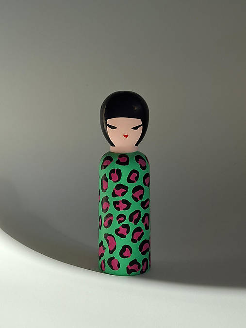 Dekorácie - Mini Geisha - green leopard - 17847052_