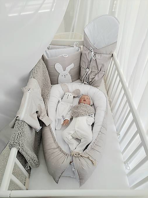 Detský textil - Šedá sada do detskej postieľky – 6v1 - 17848767_