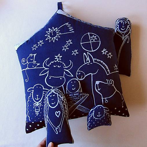 Úžitkový textil - BETLÉM - modrotiskový polštář - 17849010_