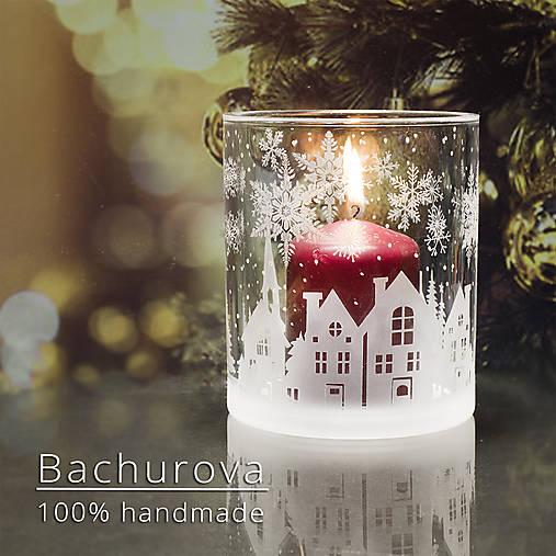 Kytice pre nevestu - Vianočný sklenený svietnik - 17849103_