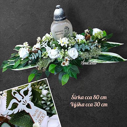 Dekorácie - Ikebana, kahanec na hrob  (Ikebana s kahancom, bielymi ružami a anjelikom) - 17849101_