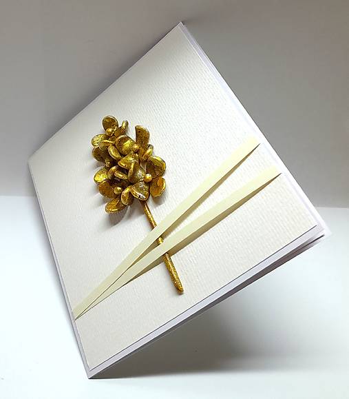 Papiernictvo - Pohľadnica / blahoželanie k narodeninám ... kvetina v zlatom - 17853805_