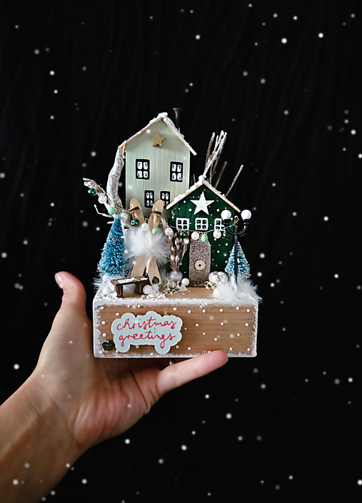 Dekorácie - Zimná dedinka ,,Sniežikovo,, - 17854940_