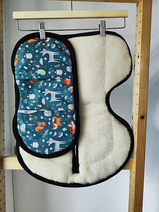 Detský textil - Vlnienka podložka do autosedačky Nuna Pipa Next 100% Merino top super wash Natural Zvieratá petrol Green - 17853285_