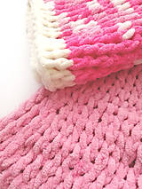 Detský textil - Detská háčkovaná deka MIMI - z priadze Alize Pufffy Fine Pink - viacfarebná ružová - 17855609_