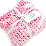 Detský textil - Detská háčkovaná deka MIMI - z priadze Alize Pufffy Fine Pink - viacfarebná ružová - 17855610_
