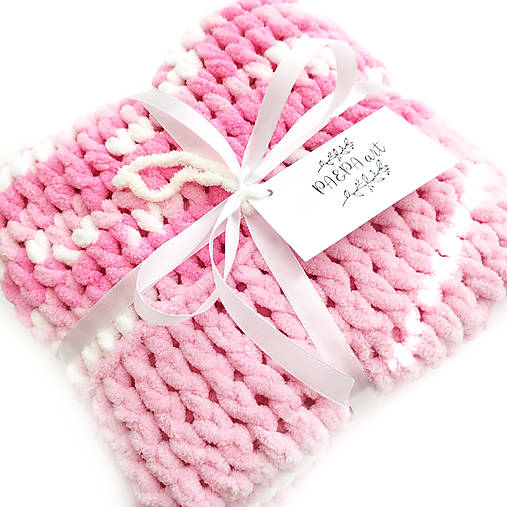 Detský textil - Detská háčkovaná deka MIMI - z priadze Alize Pufffy Fine Pink - viacfarebná ružová - 17855610_