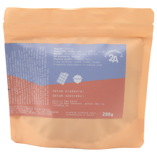 Káva 2A roastery Brazil - Santos Bezkofeínová (200 g)