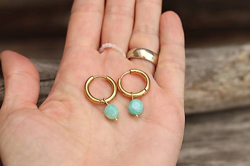 Náušnice kruhy amazonit (Zlatá)